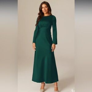 Chic Long Sleeve Green Dress